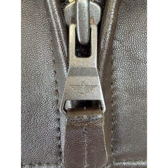 Dockers Premium Brown Leather Bomber Jacket Mens LARGE #1-0167 - Picture 6 of 9